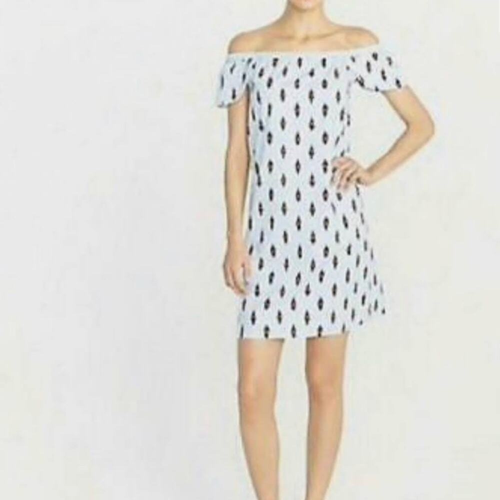 J. Crew Off The Shoulder Ikat Print Dress Blue & Red Women’s Size XS